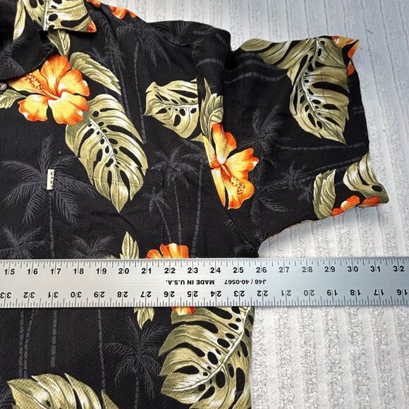 Koko Island Palm Trees Floral Hawaiian Shirt Large Black Button Up Short Sleeve - Picture 5 of 6
